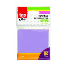 Bloco de notas adesivas com 50 fls cores 76x76
